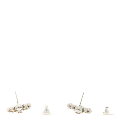 Chanel Crystal CC Flower Earrings Silver 3 of 4