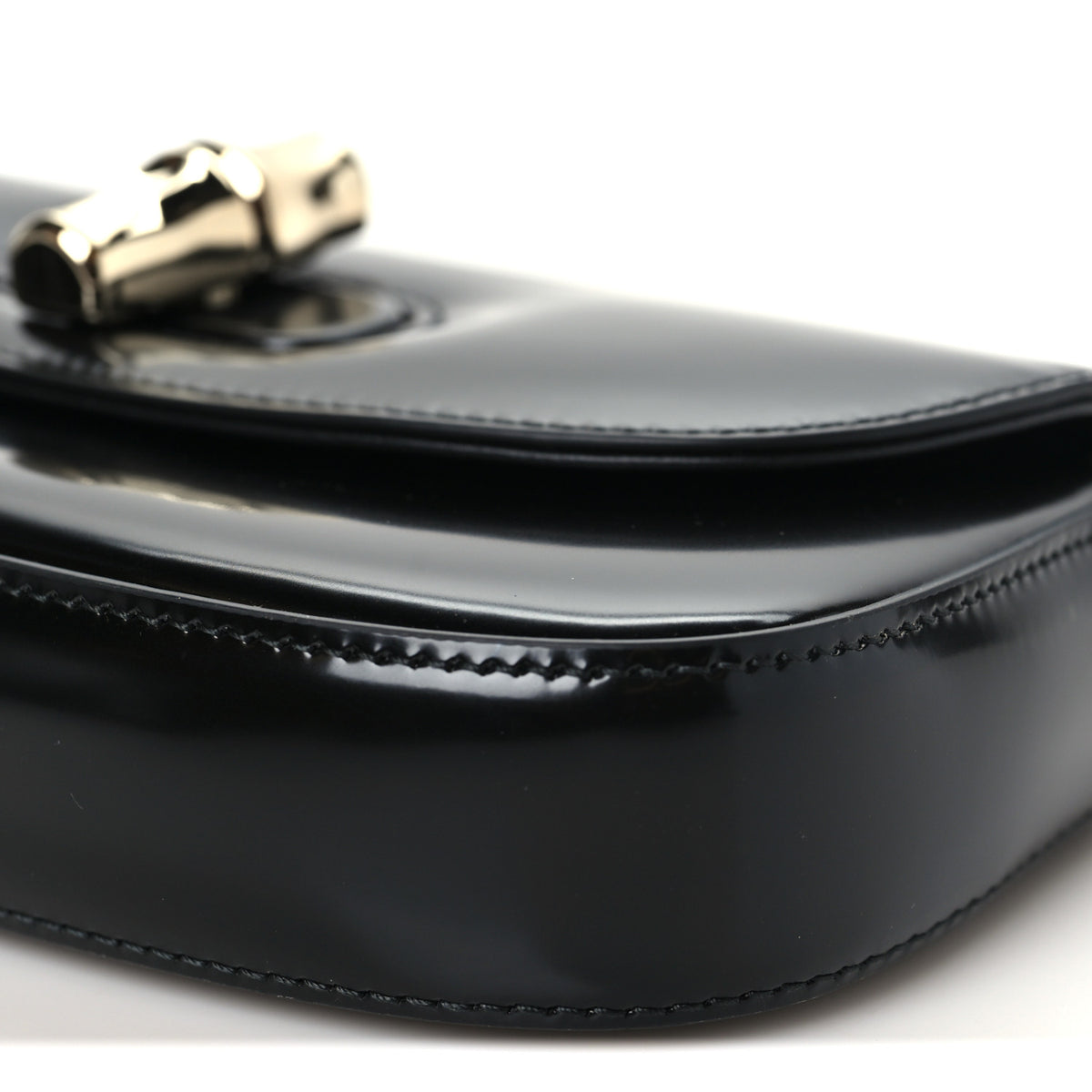 Gucci Shiny Calfskin Small Bamboo Night Bag Black 10 of 11