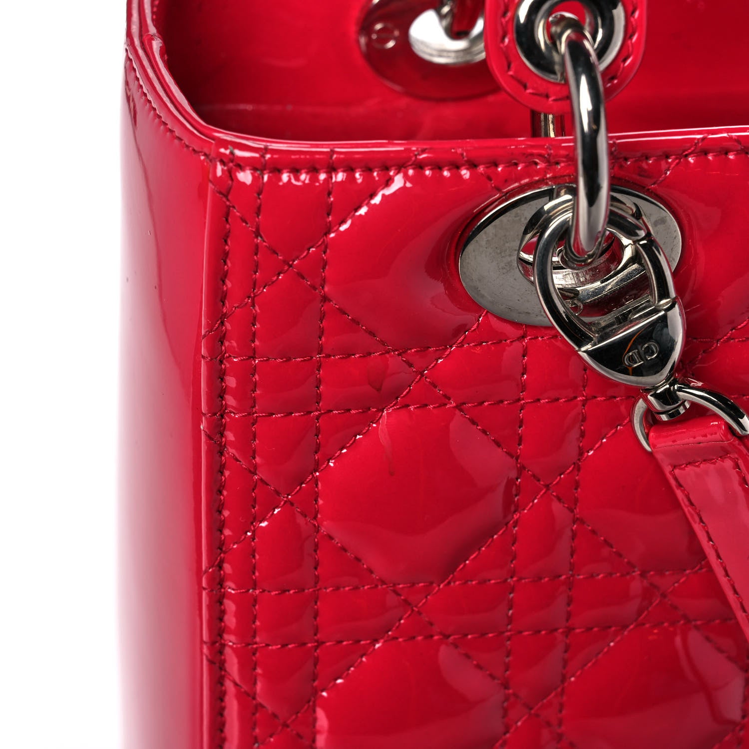 Christian Dior Patent Cannage Medium Lady Dior Red 11 of 17