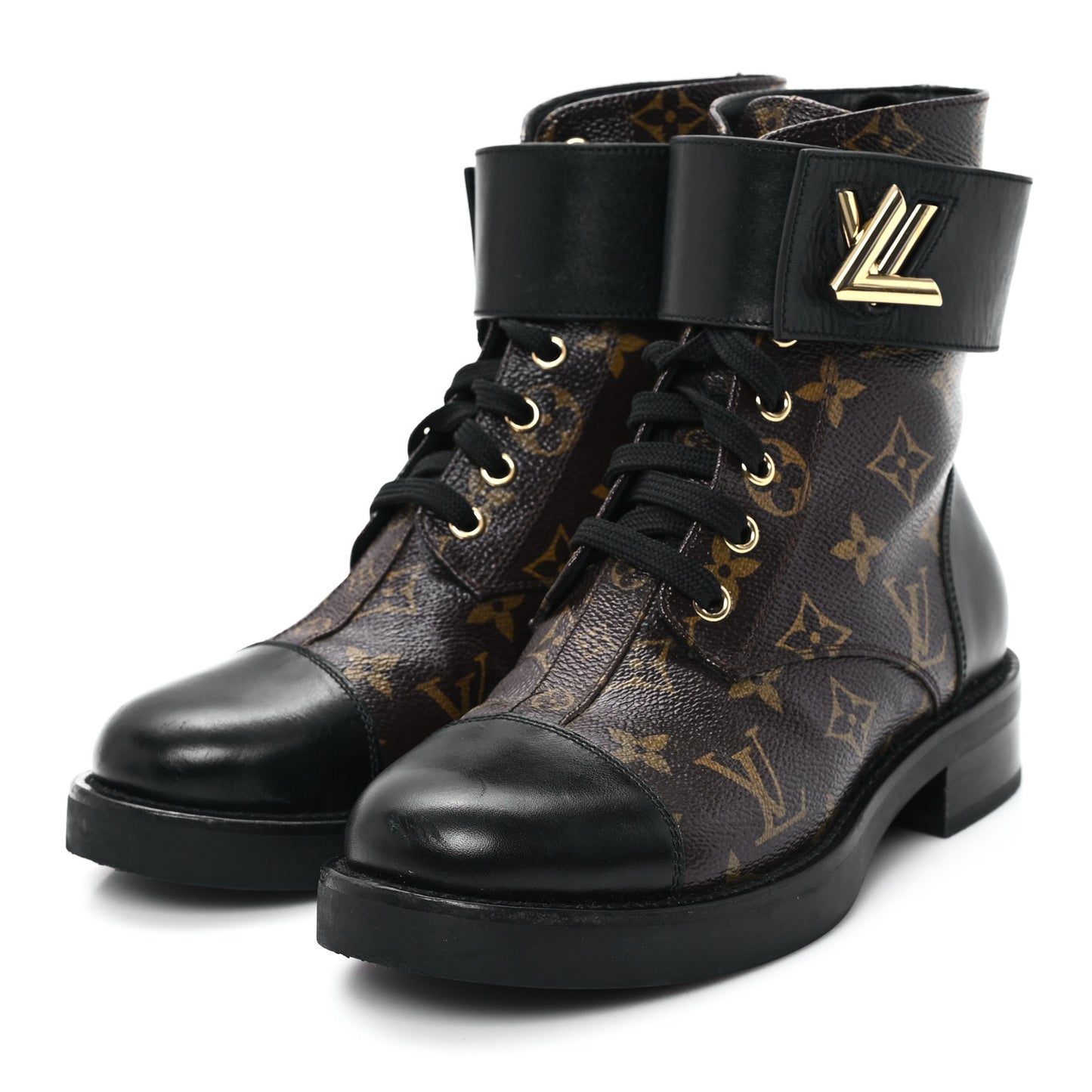 Calfskin Monogram Wonderland Flat Ranger Boots 35.5 Black