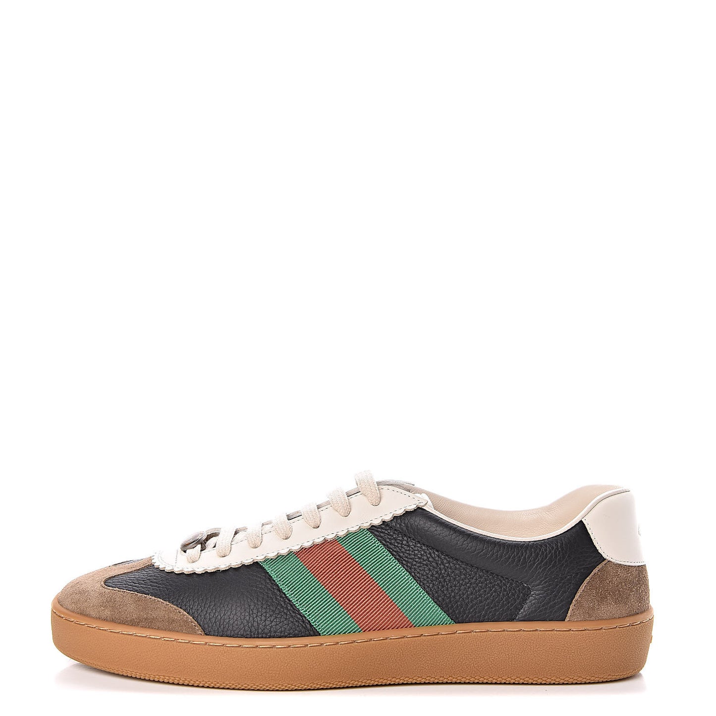 Calfskin Suede Web Mens G74 Sneakers 9.5 Ardesia Black New Mystic White