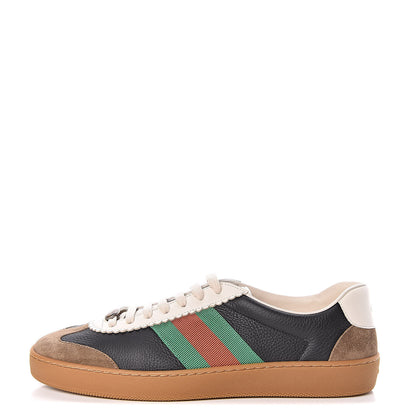 Gucci Calfskin Suede Web Mens G74 Sneakers 9.5 Ardesia Black New Mystic White 1 of 9