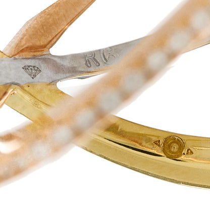 Roberto Coin 18K Rose Yellow White Gold Diamond Double Crisscross Ring 53 6.25 5 of 6