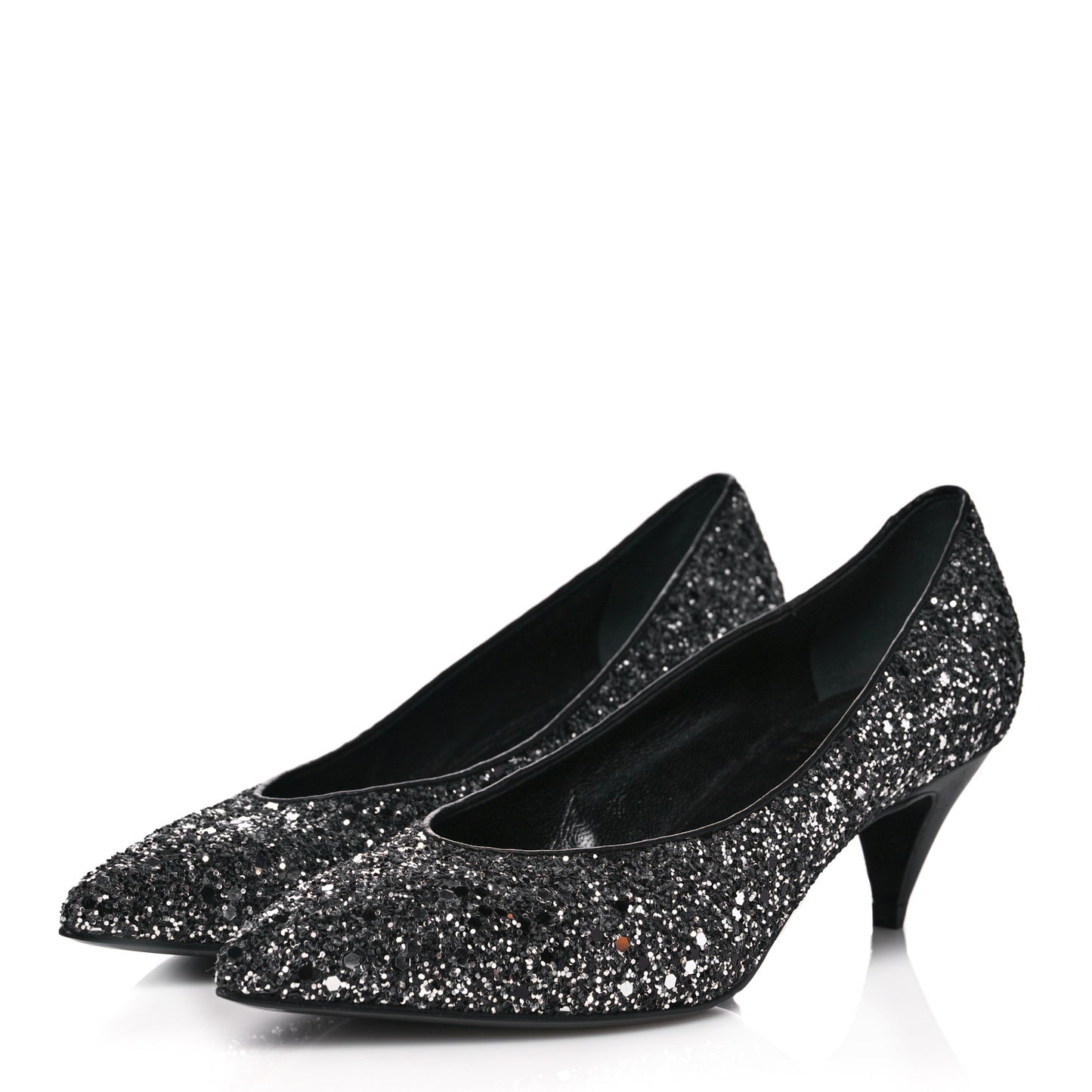 Charlotte Glitter Point-toe Kitten-Heel Pumps 36 Black