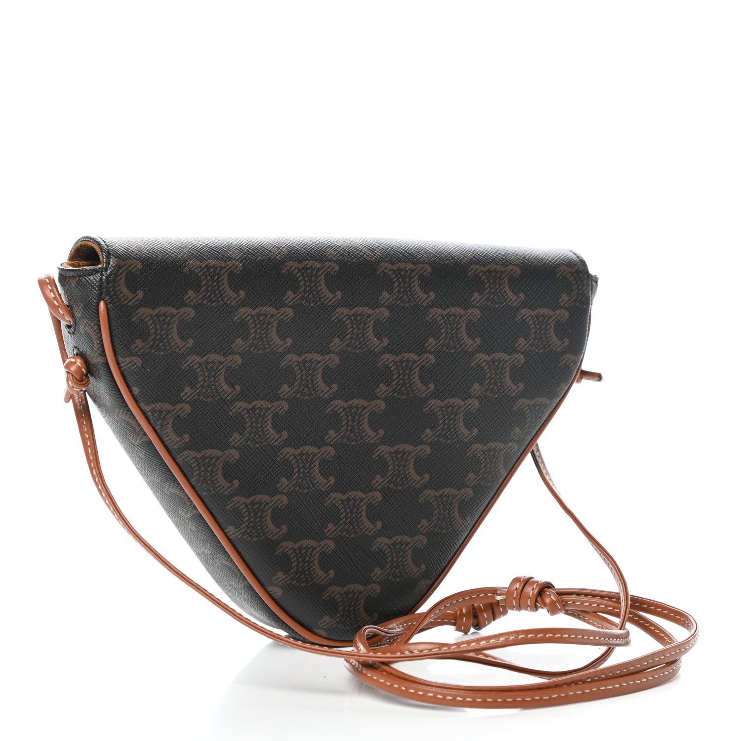 Celine Triomphe Canvas Triangle Crossbody Bag Tan 3 of 11