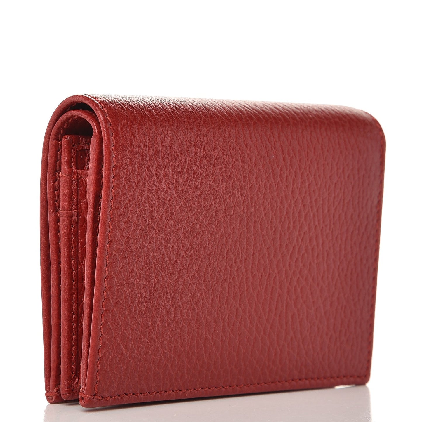 Pebbled Calfskin GG Marmont Card Case Hibiscus Red
