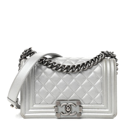 Chanel Metallic Calfskin Quilted Small Boy Flap Silver 1 of 4
