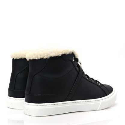 Hermes Calfskin Woolskin Daydream Sneakers 38.5 Black Ecru 4 of 7