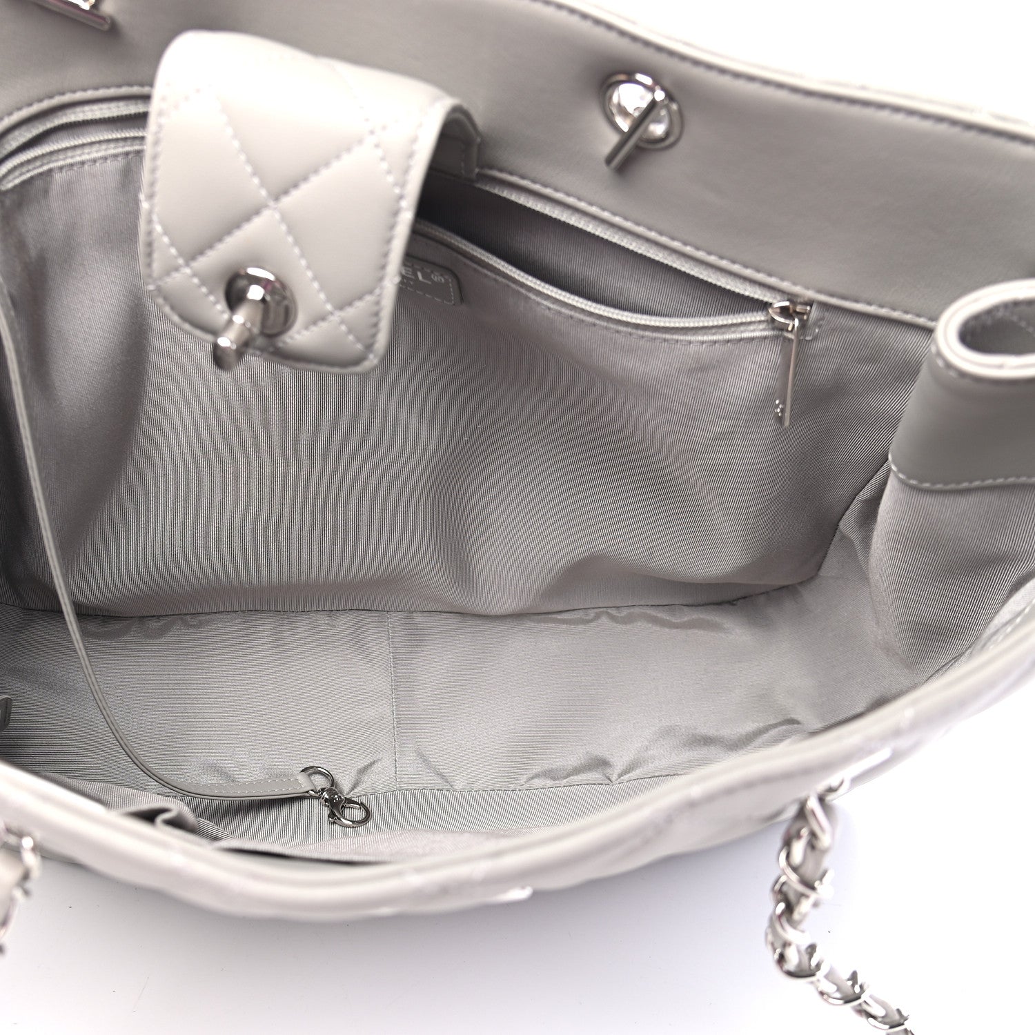 Chanel Calfskin Quilted Large Classic Shopping Tote Grey 4 of 8
