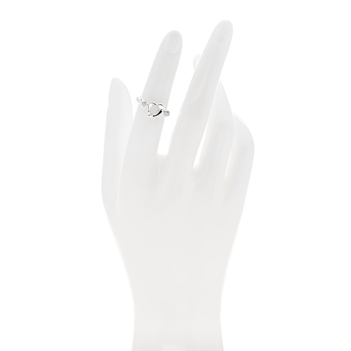 Sterling Silver Diamond Elsa Peretti Open Heart Ring 49 4.75