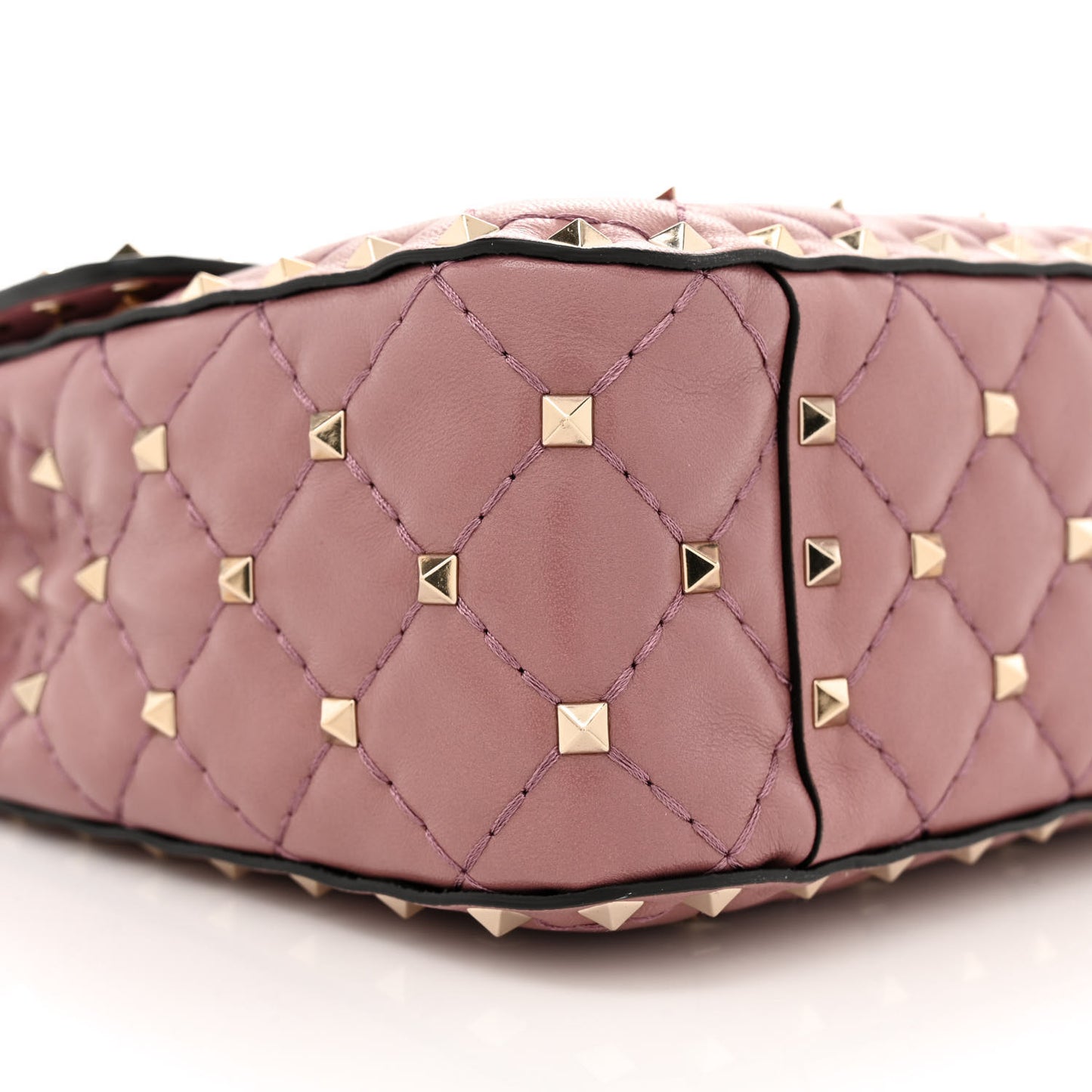 Lambskin Medium Rockstud Spike Shoulder Bag Antique Rose