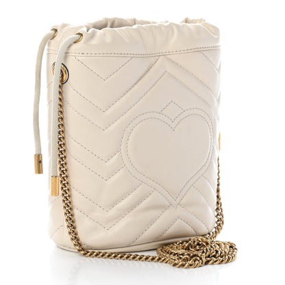 Gucci Calfskin Matelasse Mini GG Marmont 2.0 Bucket Bag White 3 of 9