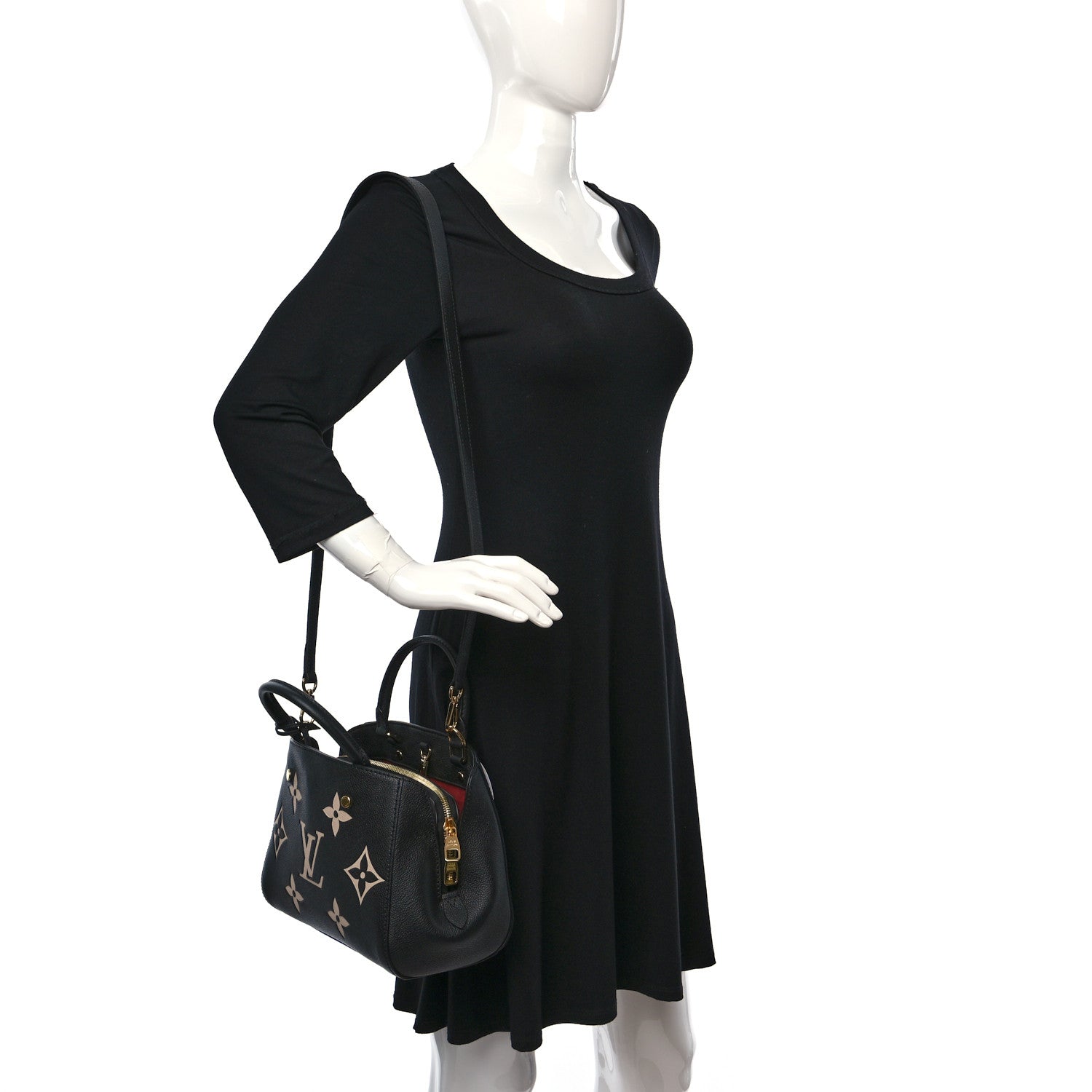 Louis Vuitton Empreinte Monogram Giant Montaigne BB Black Beige 2 of 8