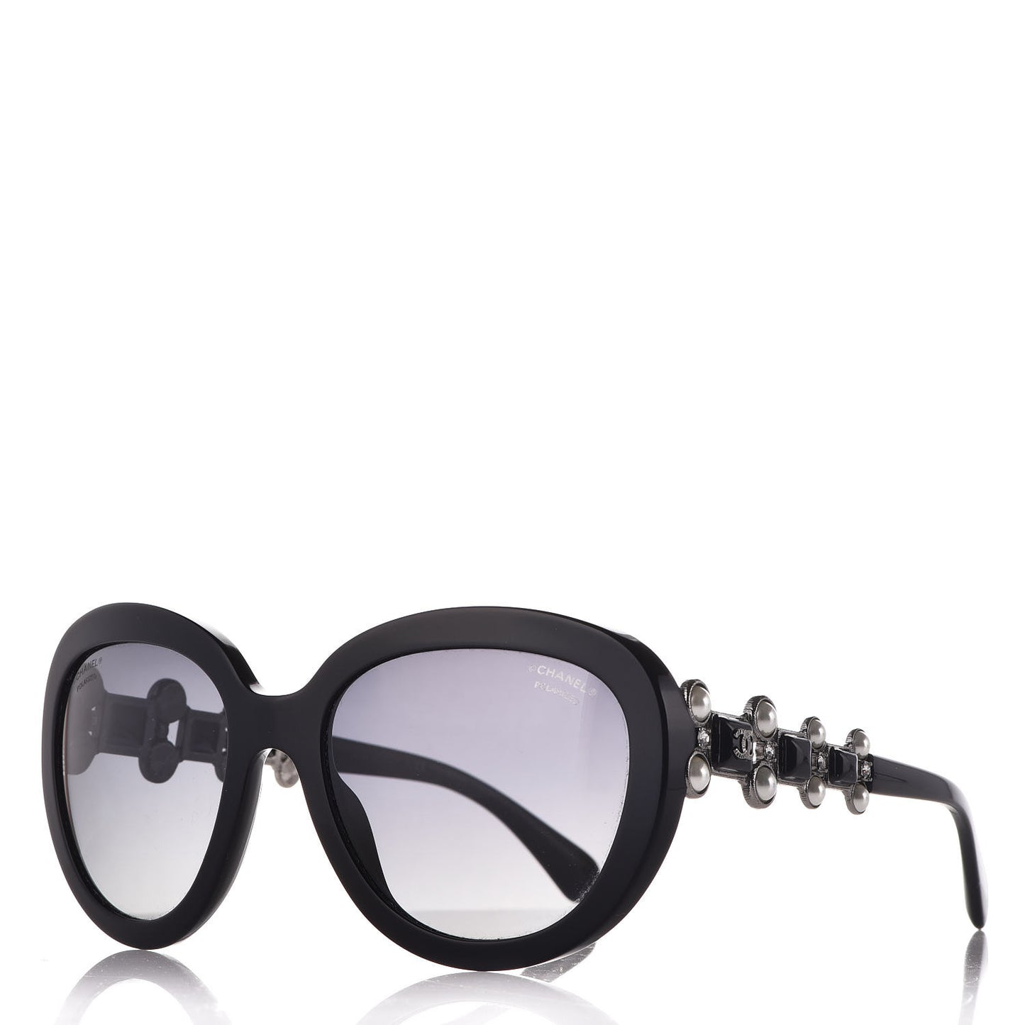 Pearl Crystal Bijoux Polarized Sunglasses 5334-H-B Black