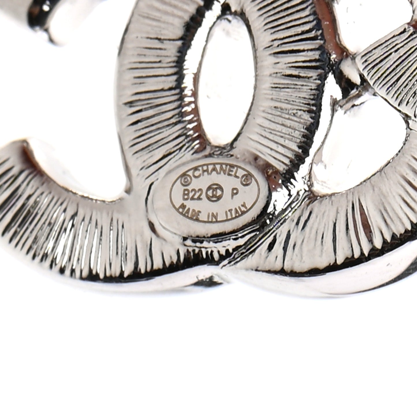 Baguette Crystal Double CC Earrings Silver