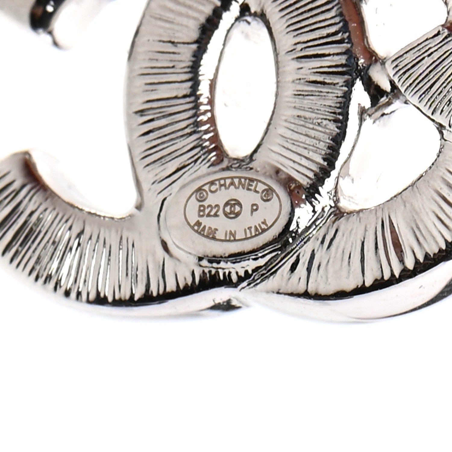 Chanel Baguette Crystal Double CC Earrings Silver 4 of 4