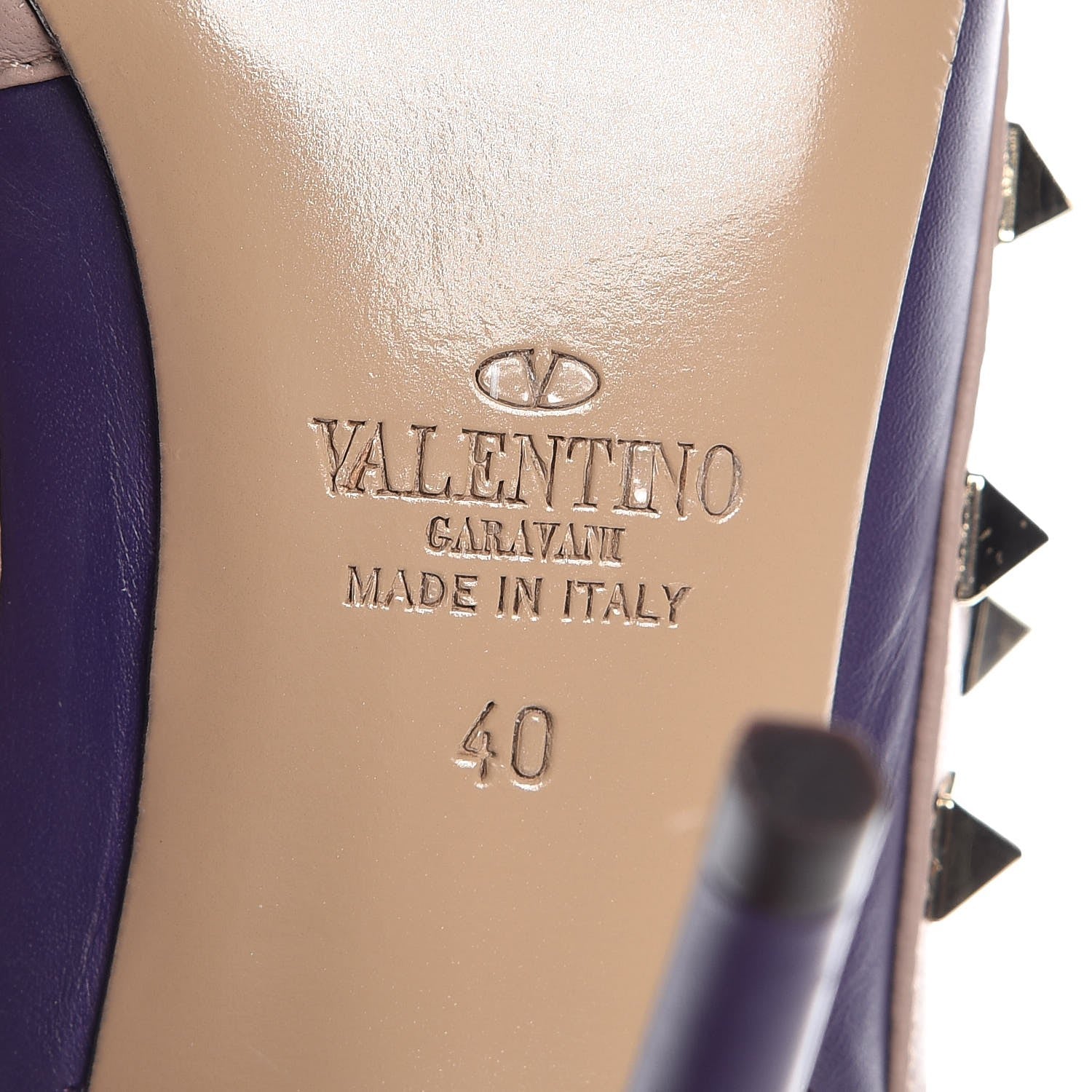 Valentino Garavani Nappa Rockstud Ankle Strap Pumps 40 Purple Poudre 6 of 7