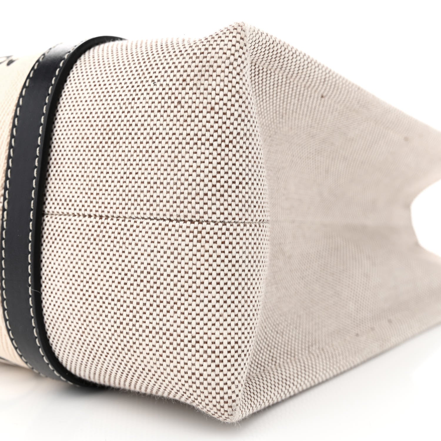 Chloe Cotton Calfskin Medium Woody Ribbon Tote White Black 11 of 13