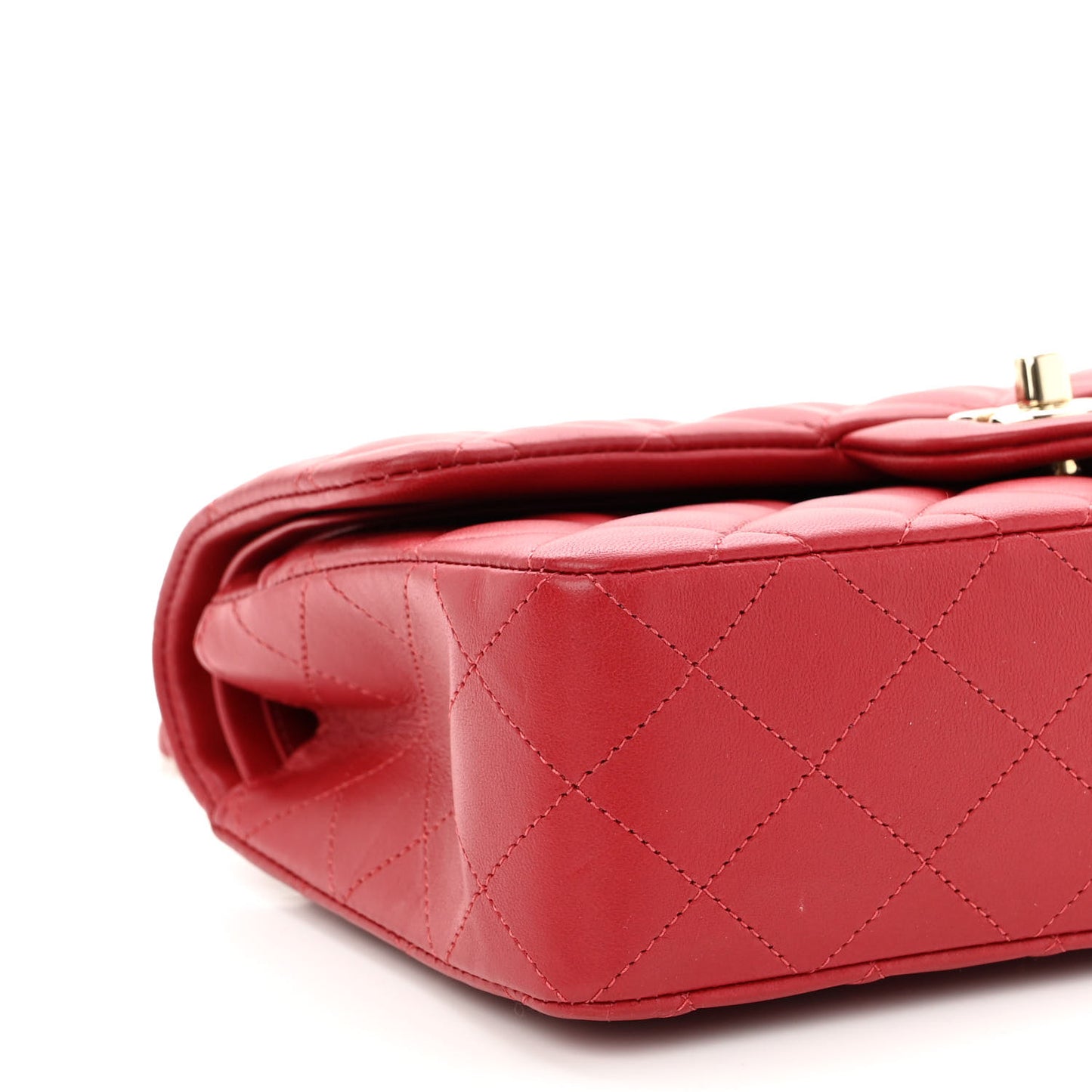 Lambskin Quilted Small Double Flap Red