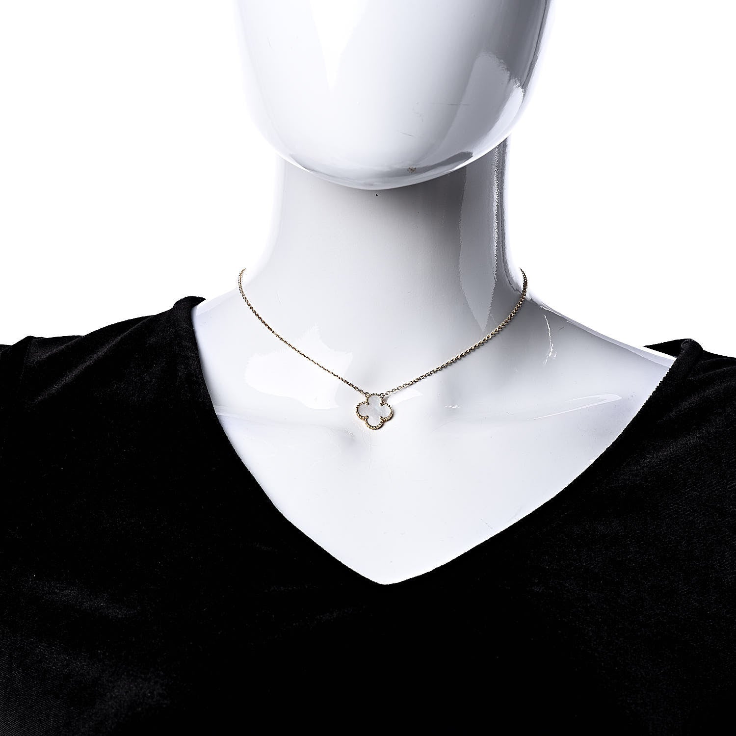 Van Cleef & Arpels 18K Yellow Gold Mother of Pearl Vintage Alhambra Pendant Necklace 2 of 7