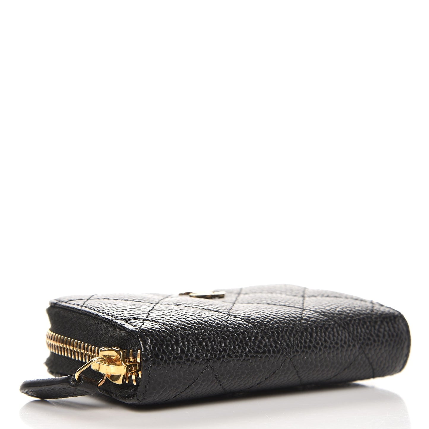 Caviar Quilted Zip Coin Purse Black