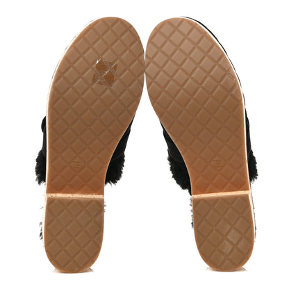 Chanel Suede Calfskin Shearling Turn Lock Clogs 39 Black 14 of 19