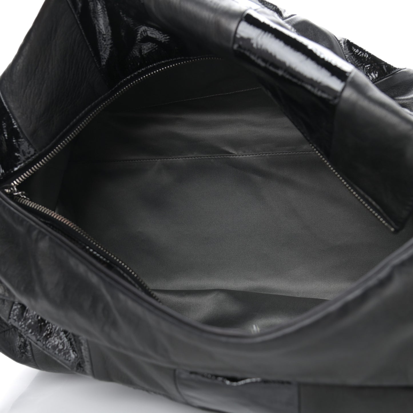 Lambskin Patent Calfskin Brooklyn Patchwork Hobo Black