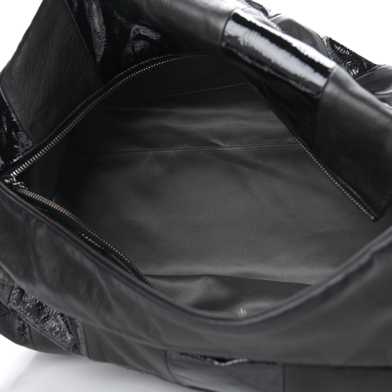 Chanel Lambskin Patent Calfskin Brooklyn Patchwork Hobo Black 4 of 8