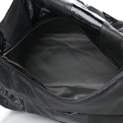 Chanel Lambskin Patent Calfskin Brooklyn Patchwork Hobo Black 4 of 8
