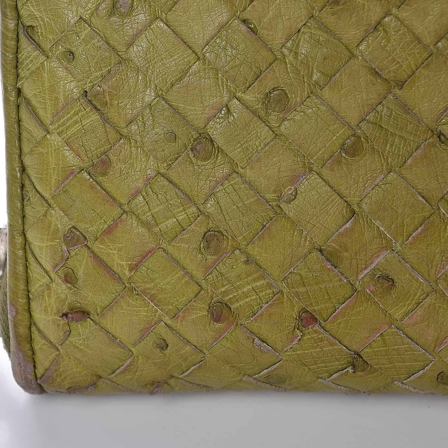 Bottega Veneta Ostrich Intrecciato Zip Around Wallet Green 8 of 12