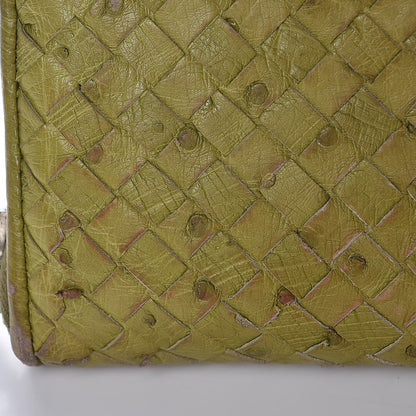 Bottega Veneta Ostrich Intrecciato Zip Around Wallet Green 8 of 12
