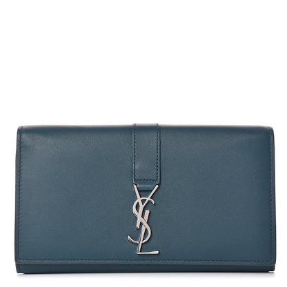 Saint Laurent Calfskin Monogram Large Flap Wallet Dark Turquoise 1 of 9