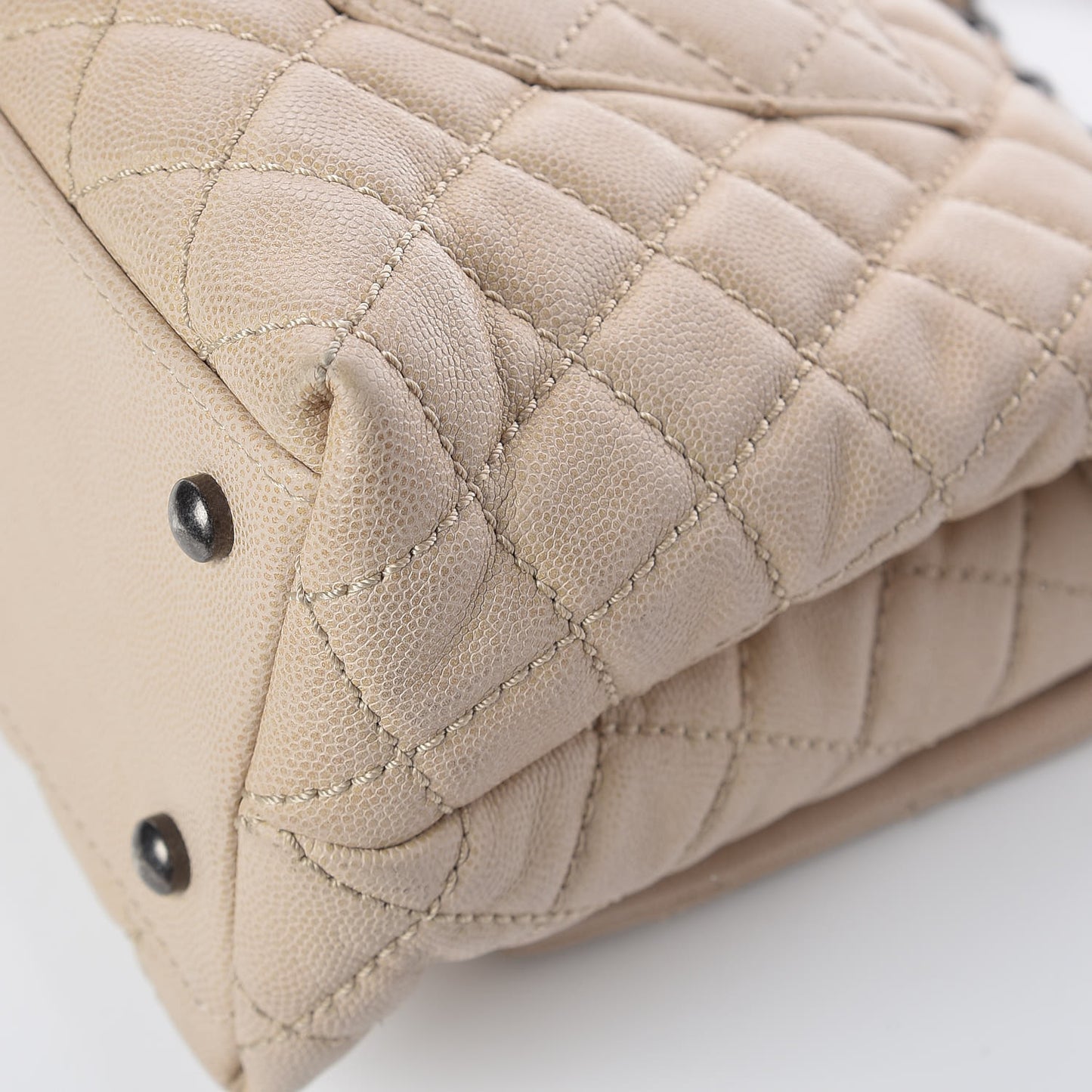 Caviar Quilted Small Coco Handle Flap Light Beige