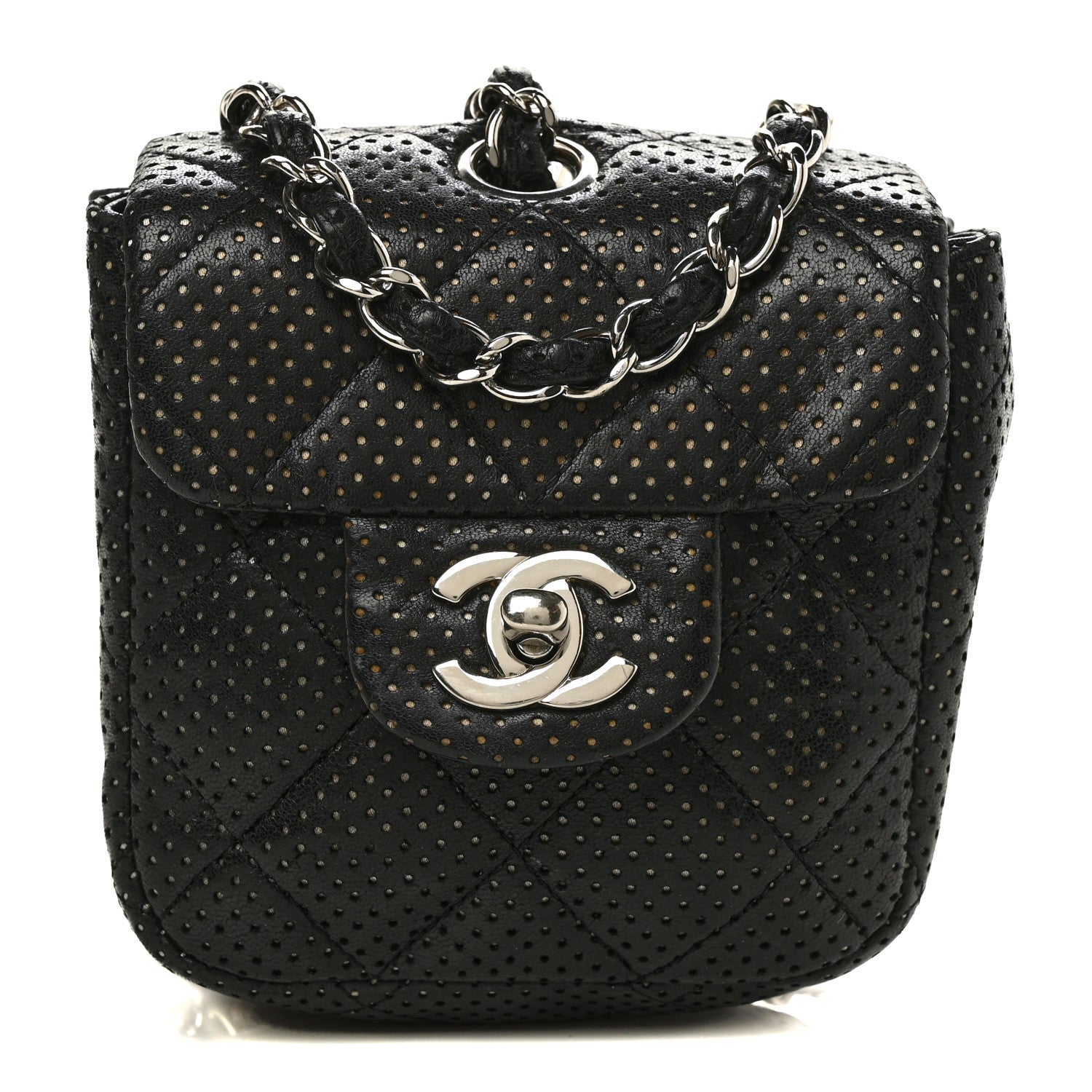 Chanel Lambskin Perforated Mini Flap Bag Black 1 of 9