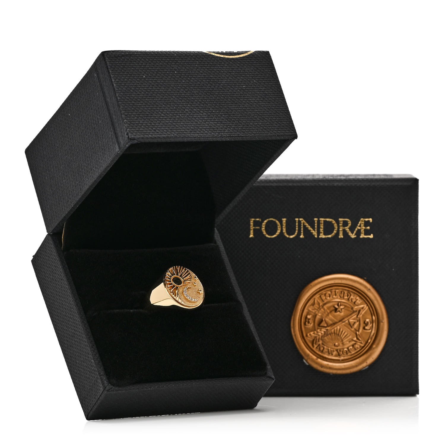 Foundrae 18K Yellow Gold Diamond Balance Classic Signet Ring 55 7.25 5 of 5