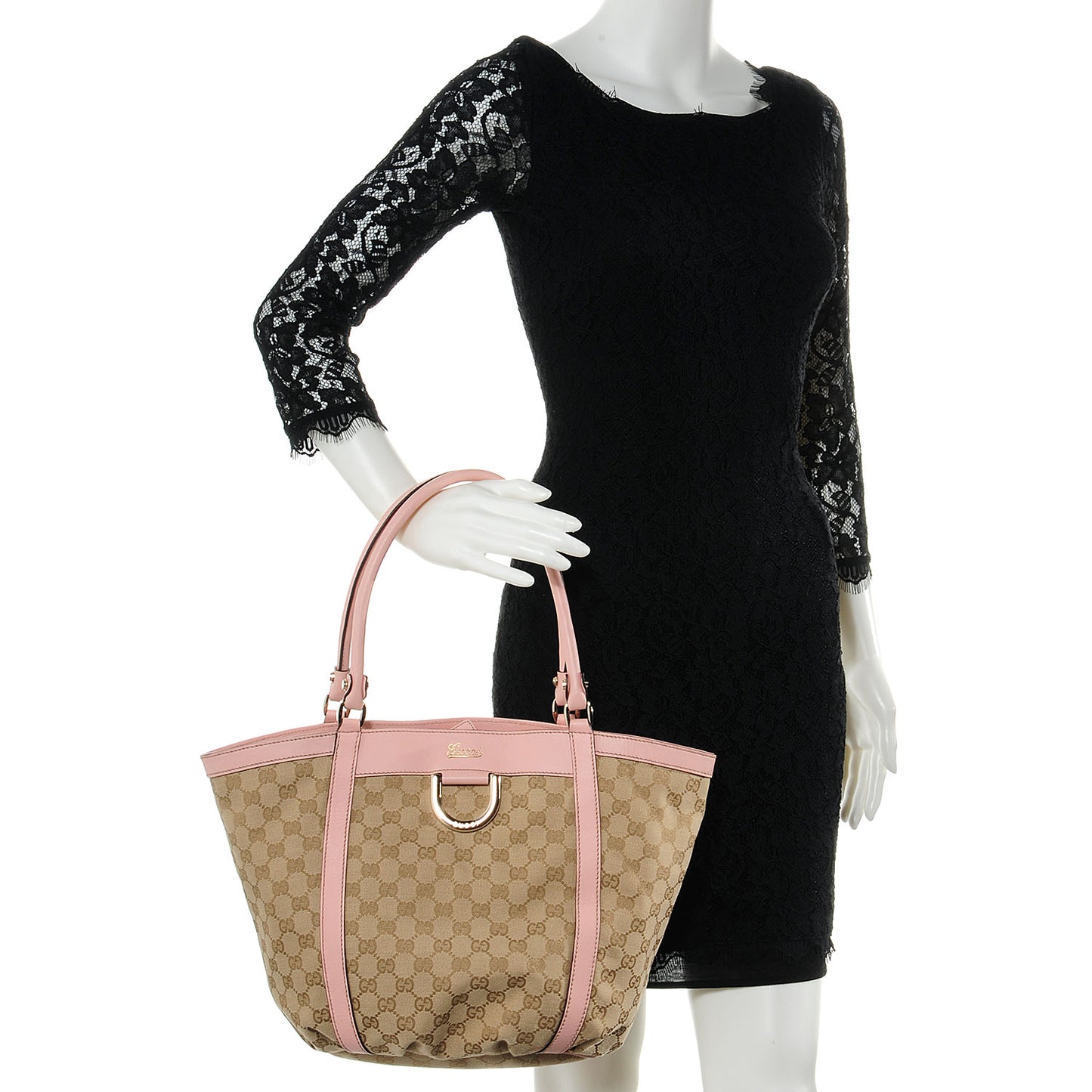Monogram Medium D Gold Ring Tote Pink