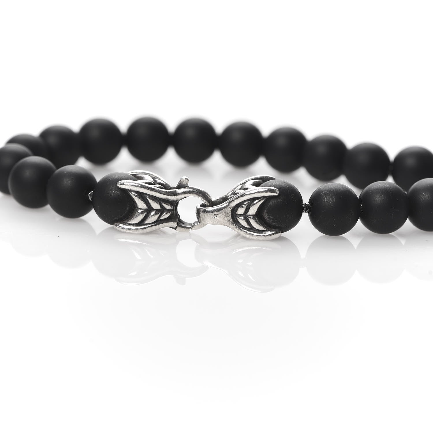 David Yurman Sterling Silver Black Onyx 8mm Spiritual Beads Bracelet 4 of 5