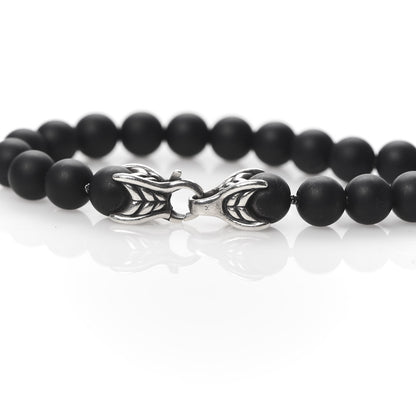 David Yurman Sterling Silver Black Onyx 8mm Spiritual Beads Bracelet 4 of 5