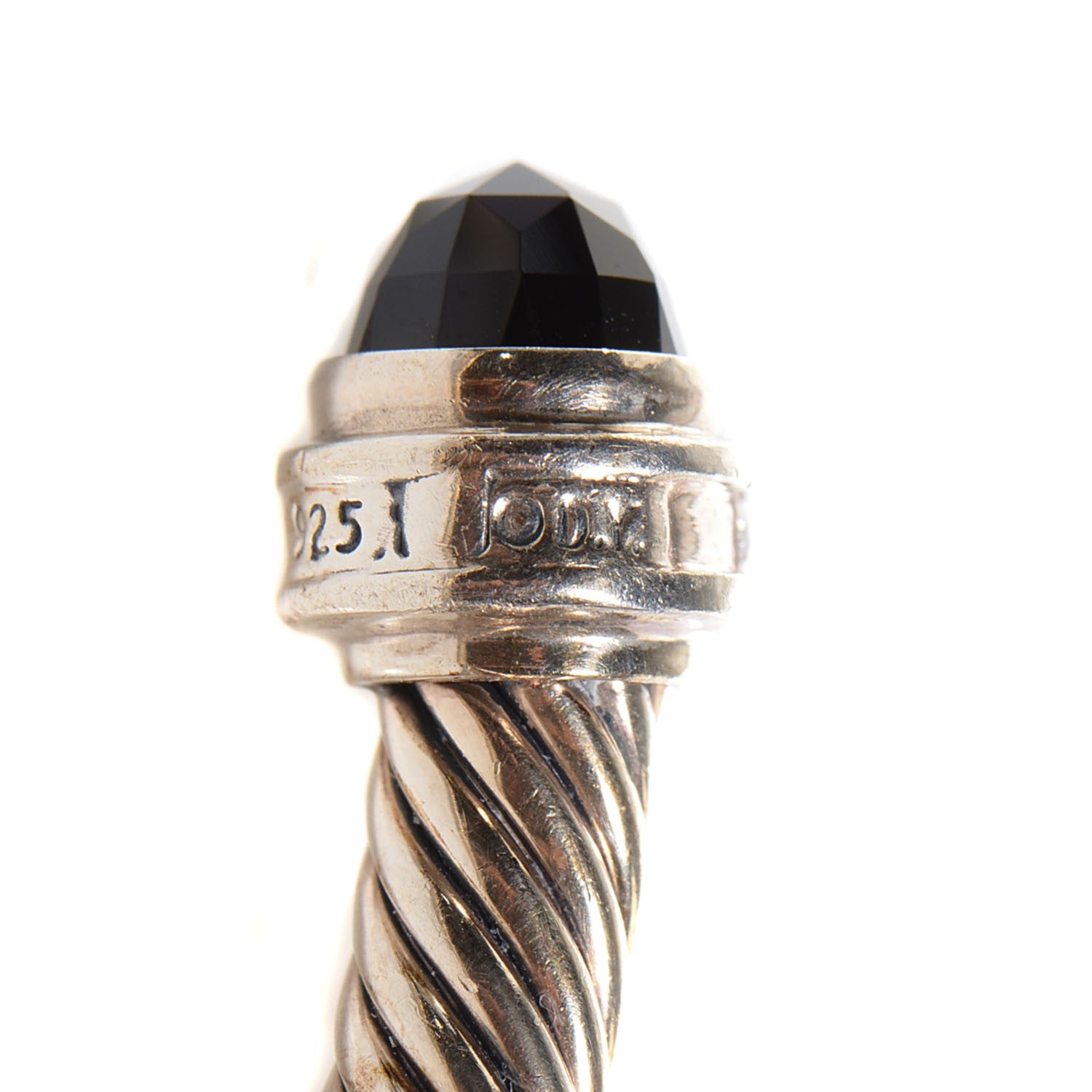 David Yurman Sterling Silver Diamond Pave Black Onyx 5mm Cable Classics Bracelet 4 of 5