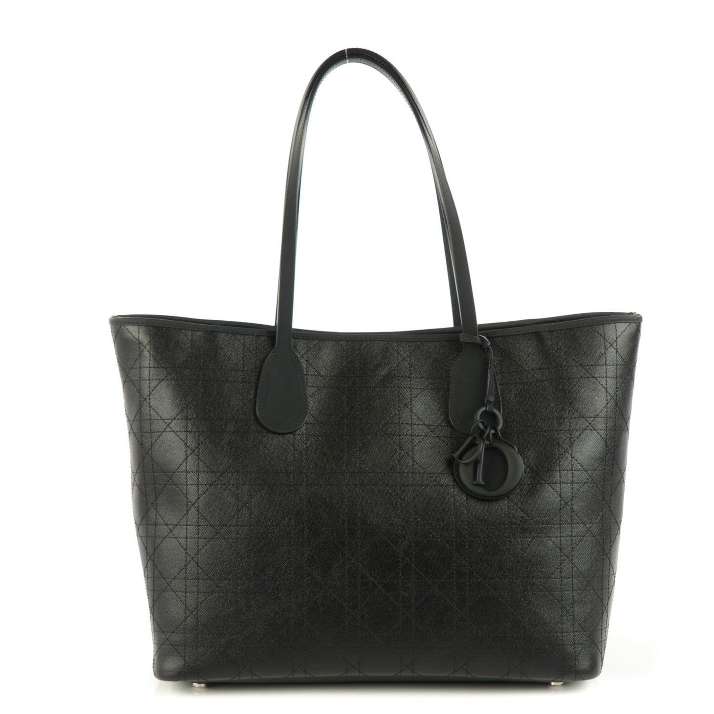 Coated Canvas Cannage Panarea Shopping Tote Black