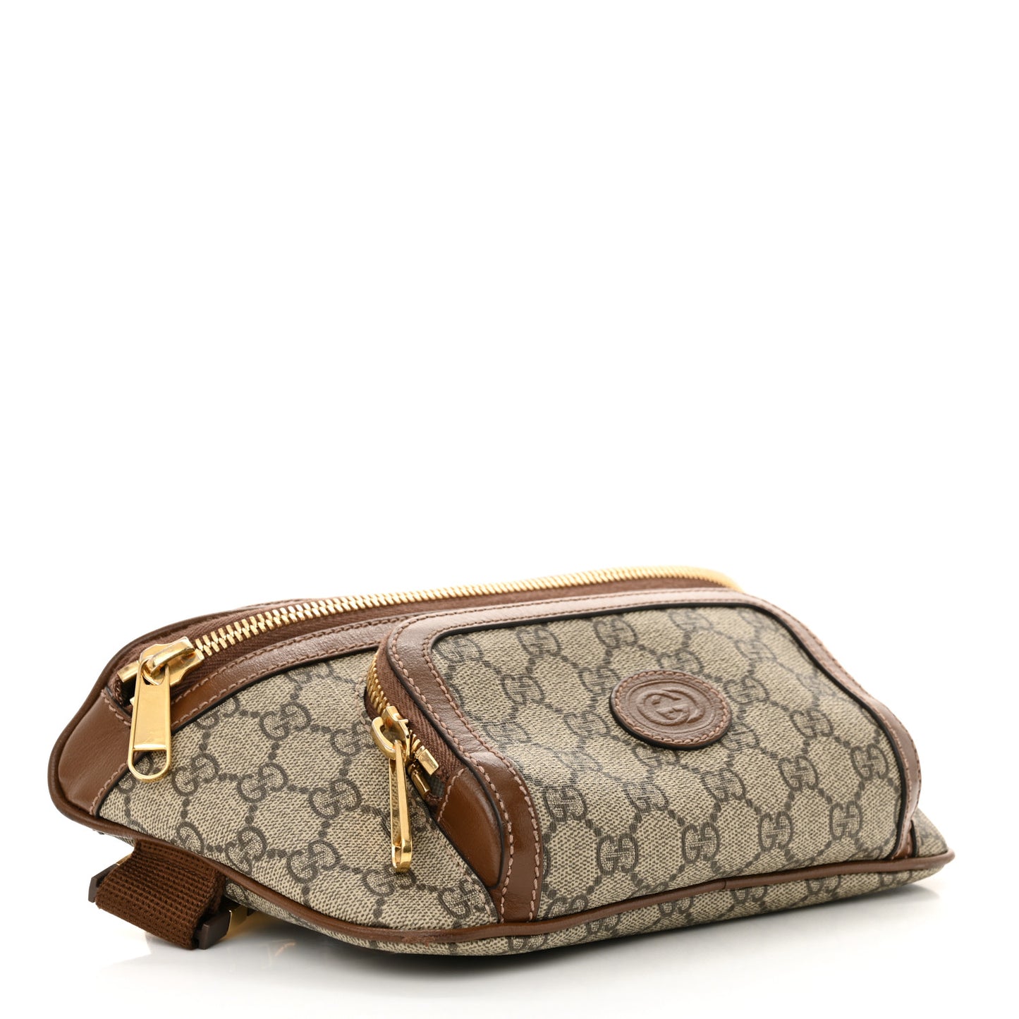 GG Supreme Monogram Textured Calfskin Retro Interlocking G Belt Bag Beige Ebony Brown Sugar
