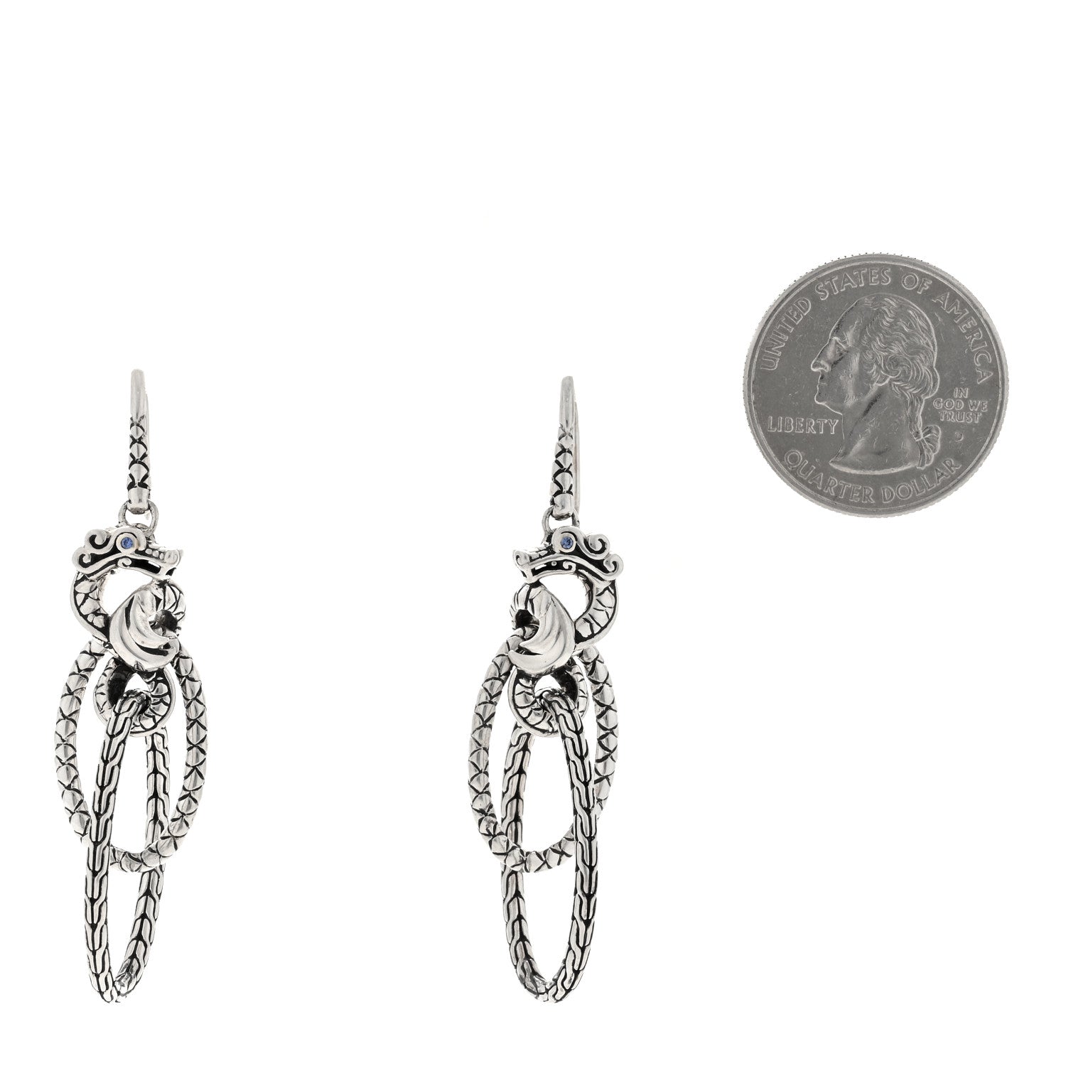 John Hardy Sterling Silver Blue Sapphire Legends Naga Dragon Interlocking Drop Earrings 2 of 4