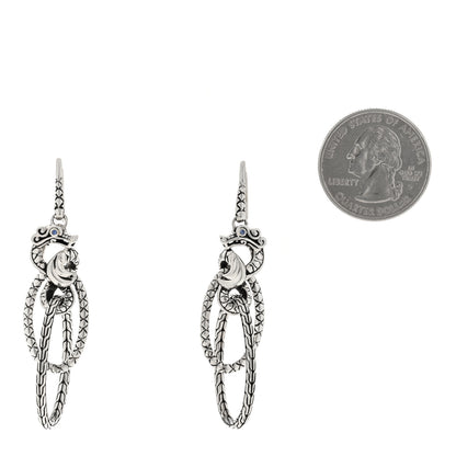 John Hardy Sterling Silver Blue Sapphire Legends Naga Dragon Interlocking Drop Earrings 2 of 4
