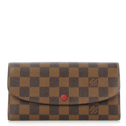Louis Vuitton Damier Ebene Emilie Wallet Red 1 of 9