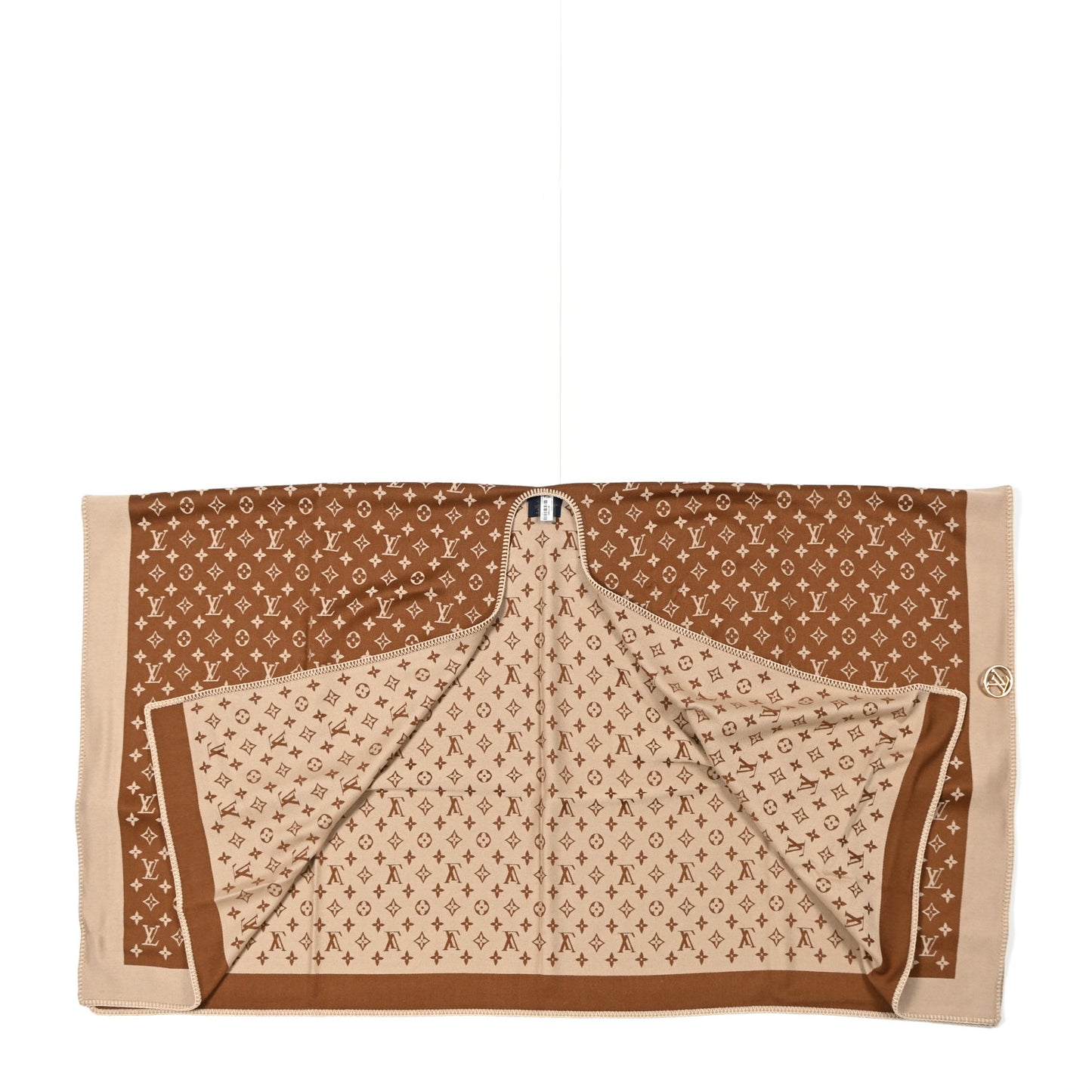 Wool Silk Cashmere Monogram Embrace Poncho Brown