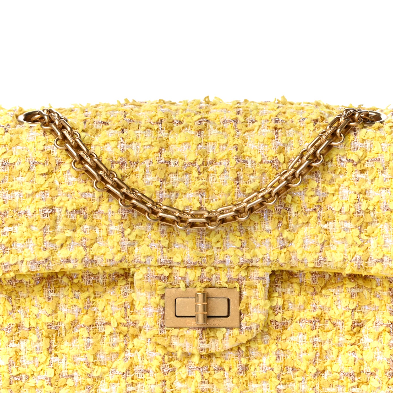 Chanel Tweed Quilted 2.55 Reissue Mini Flap Yellow 8 of 12