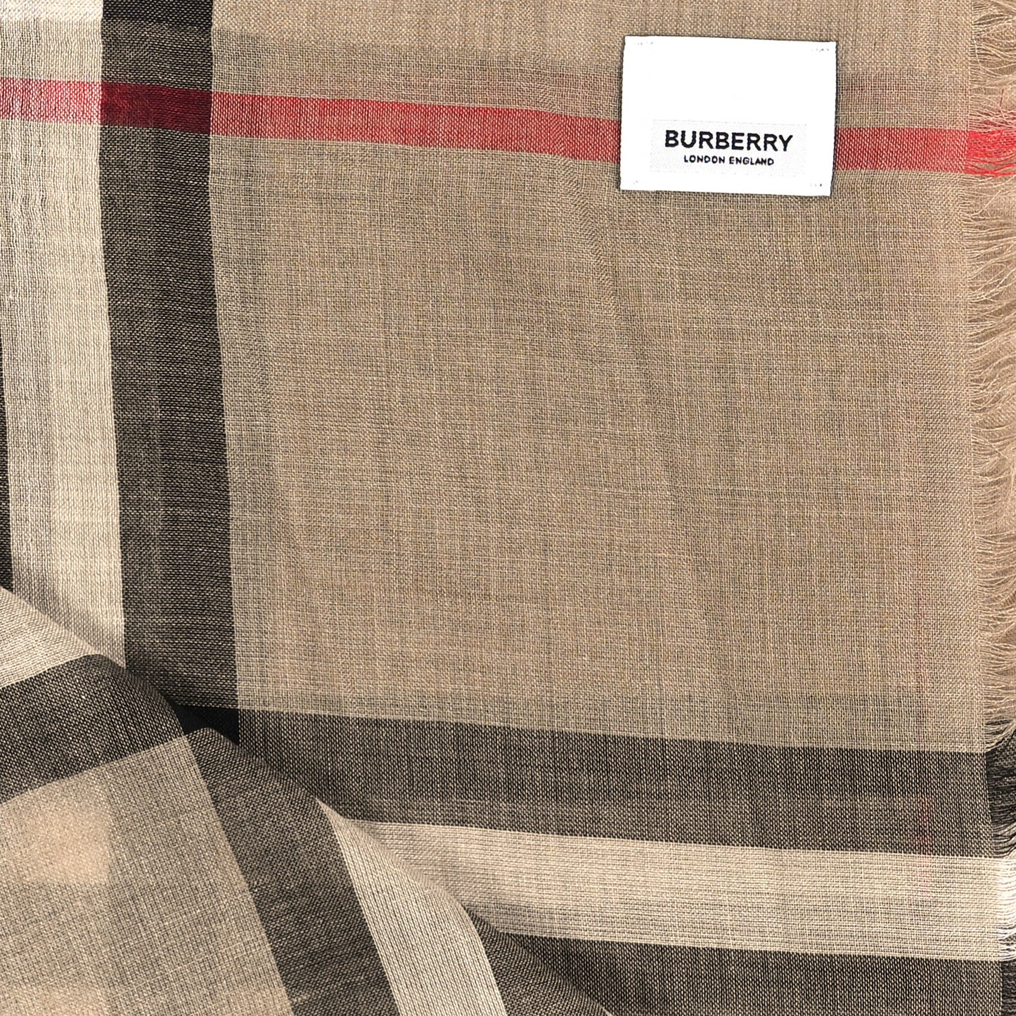 Wool Silk House Check Square Scarf Brown