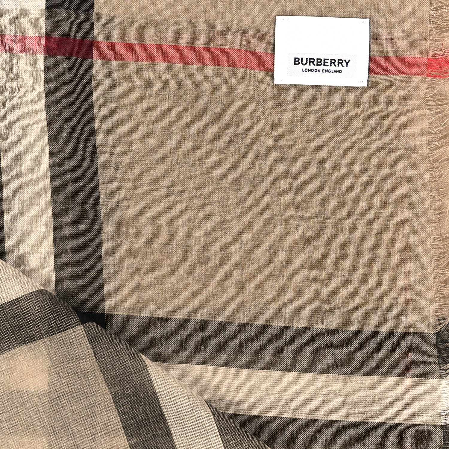 Burberry Wool Silk House Check Square Scarf Brown 3 of 3