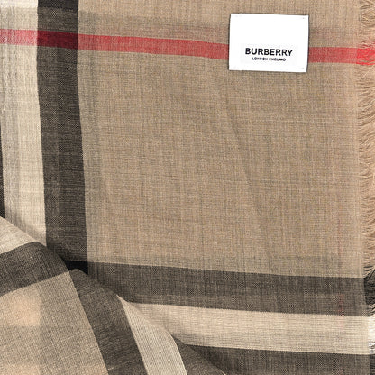 Burberry Wool Silk House Check Square Scarf Brown 3 of 3