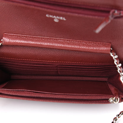 Chanel Caviar Quilted Wallet On Chain WOC Dark Red 4 of 12